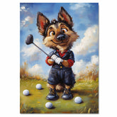 German Shepherd Dog Canvas Wall Art for Gold Lovers Gift for Game Room Wall Decoration on Ready to Hang 1.5" Thick Canvas Wrap, Floating Framed Canvas, Flat Rolled Canvas